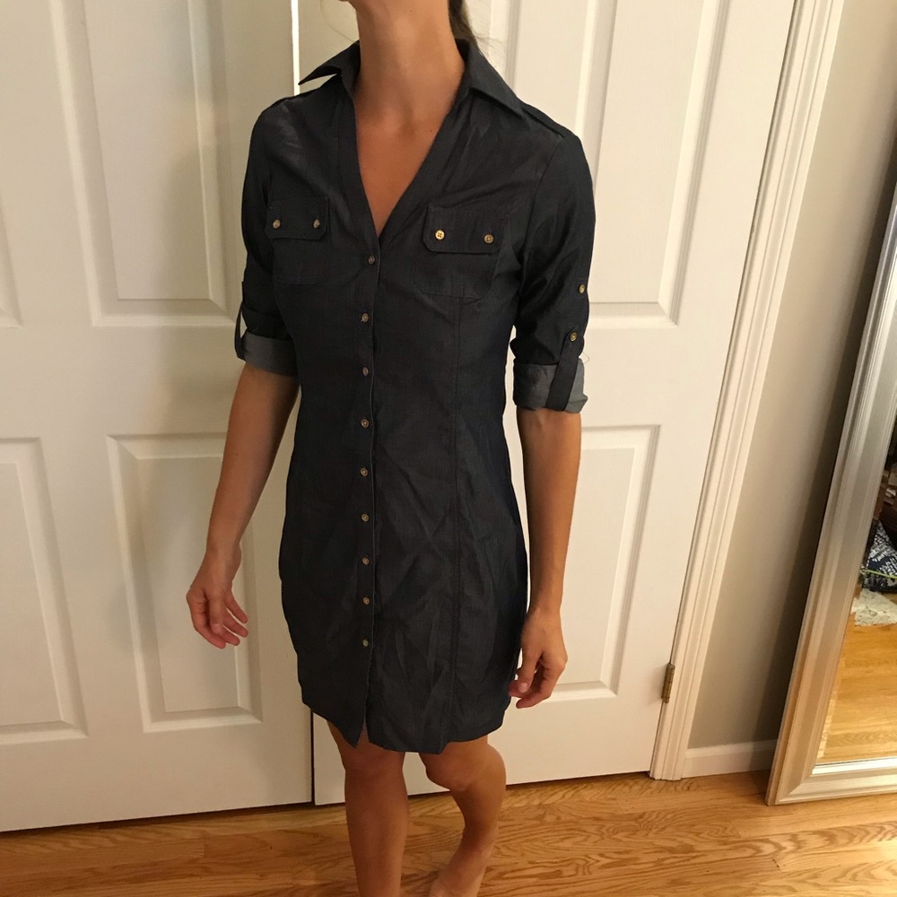Dark Denim Button Up Dress